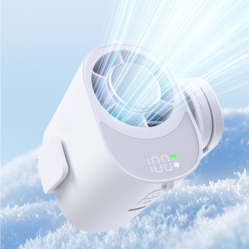 4-in-1 Portable Waist Fan with Instant Ice Cooling, 3000mAh Battery Powered Wearable Clip-on Fan, Intelligent Digital Display, Hands-Free Personal Fan