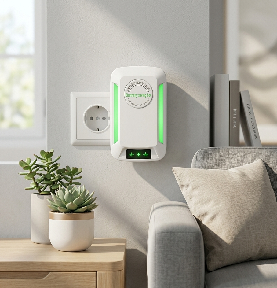Smart Home Power Saver Device - Eco-Friendly Energy Consumption Reducer, US/EU Plug Compatible for Household Appliances