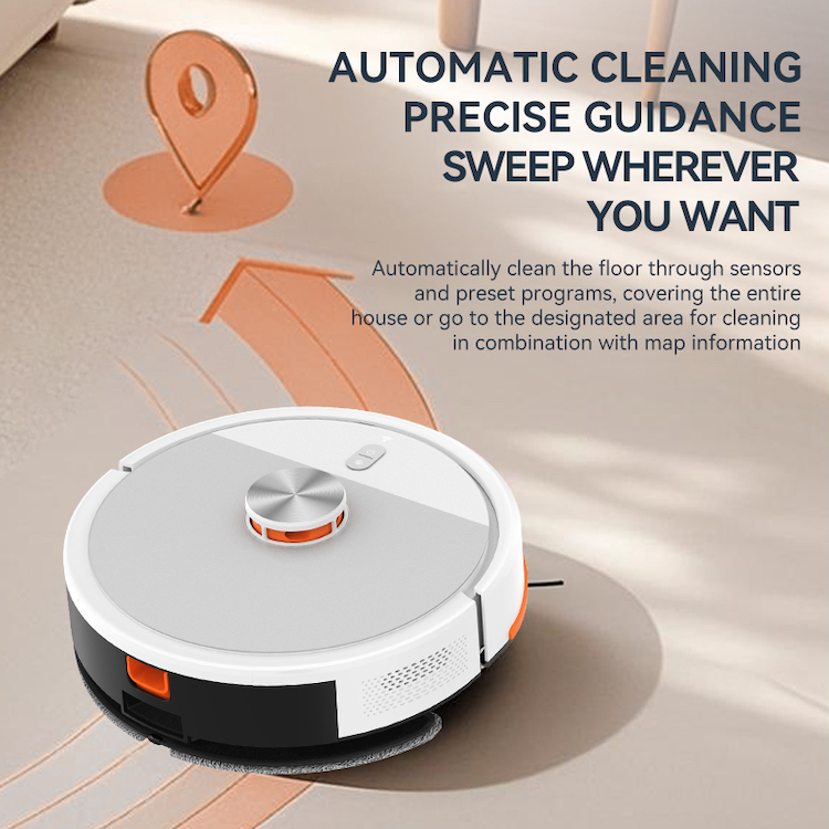 LDS Laser Navigation Robot Vacuum Cleaner, 2600Pa Suction, Map Path Supported, Works with Tuya Smart App, Self-Charging for Pet Hair & Hard Floor - Image