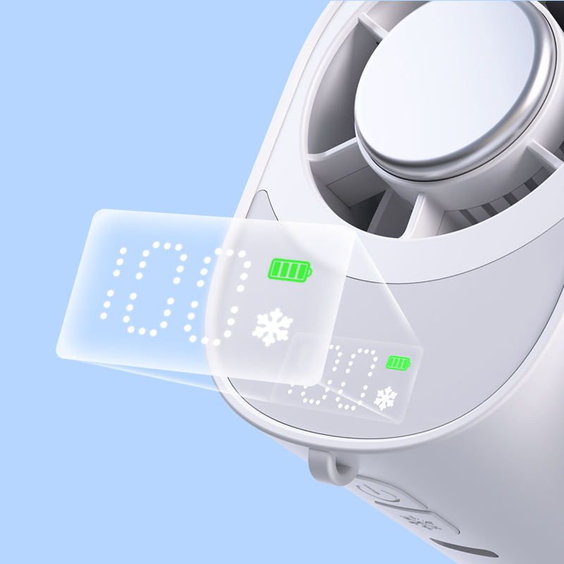 4-in-1 Portable Waist Fan with Instant Ice Cooling, 3000mAh Battery Powered Wearable Clip-on Fan, Intelligent Digital Display, Hands-Free Personal Fan - Image
