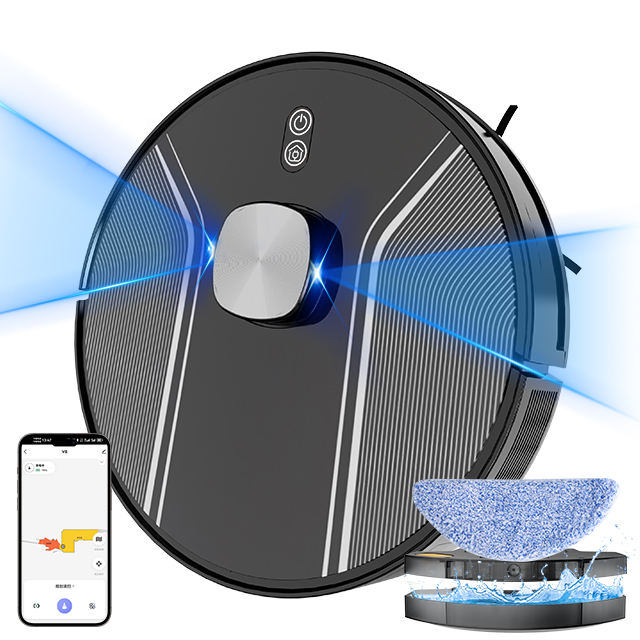 V8 Smart Robot Vacuum and Mop Combo - 3700Pa Suction, LDS Laser Navigation, Ideal for Pet Hair & Hard Floors, Compatible with Alexa/Google Home - Image