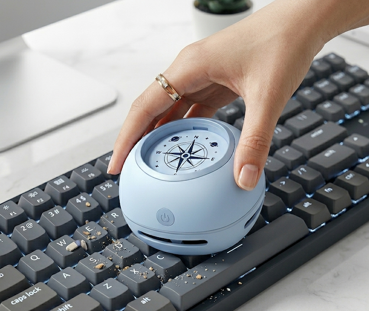echargeable Desktop Vacuum Cleaner - Portable Mini Dust Sweeper for Keyboard, Office Home & Car, High Suction Cordless Crumb Cleaner