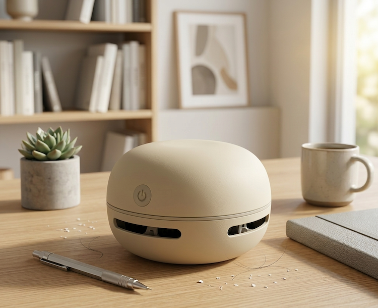 Minimalist Battery Operated Desk Vacuum - High Suction Crumb Sweeper for Keyboard, Laptop, and Crafting
