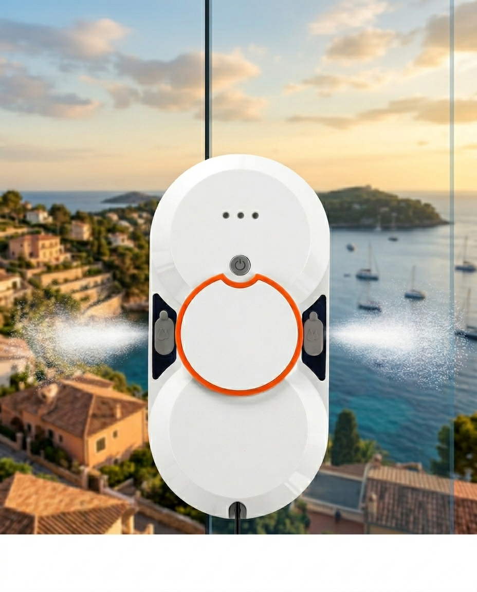 2-in-1 Dual Water Spray Window Cleaning Robot with 2800Pa Suction, Brushless Motor & Frameless Glass Detection, Remote Controlled Smart Glass Cleaner - Image