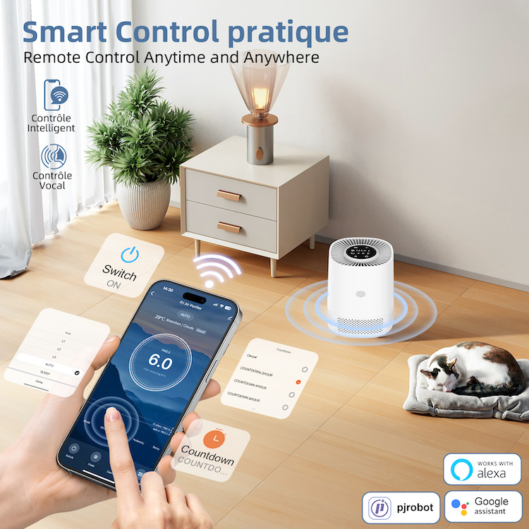 Rubot Smart Air Purifier for Home Large Room - H13 True HEPA Filter for Wildfire Smoke, Pets & Allergies, 1200ft² Coverage - Image
