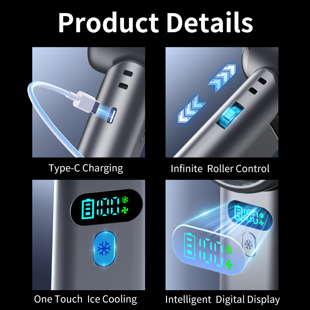 5200mAh Portable Turbo Handheld Fan, Smart Digital Display 100-Gear Adjustable Speed, Rechargeable Battery Operated Mini Fan for Travel & Outdoor - Image