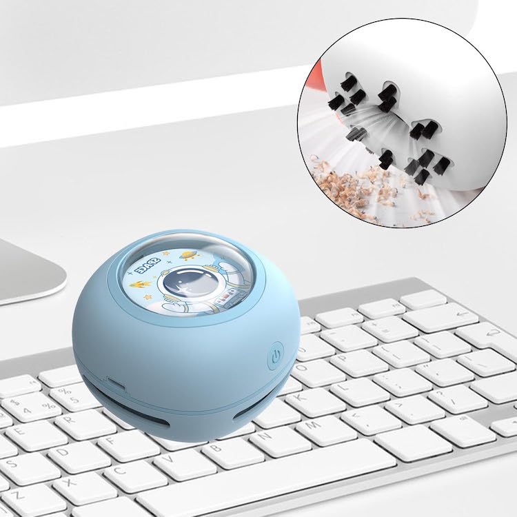 echargeable Desktop Vacuum Cleaner - Portable Mini Dust Sweeper for Keyboard, Office Home & Car, High Suction Cordless Crumb Cleaner - Image