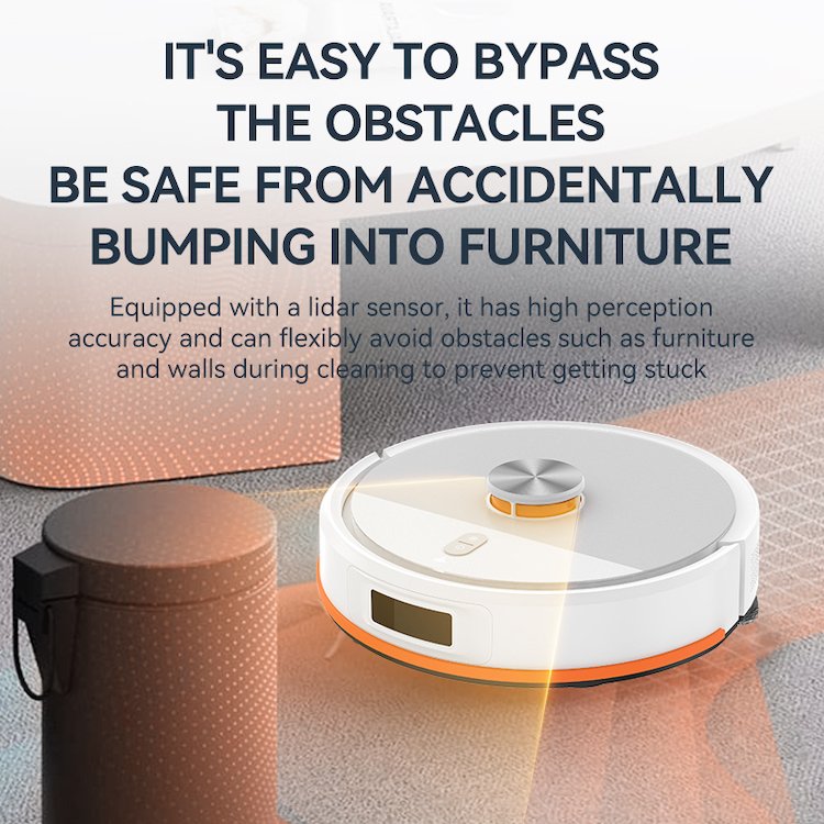 LDS Laser Navigation Robot Vacuum Cleaner, 2600Pa Suction, Map Path Supported, Works with Tuya Smart App, Self-Charging for Pet Hair & Hard Floor - Image